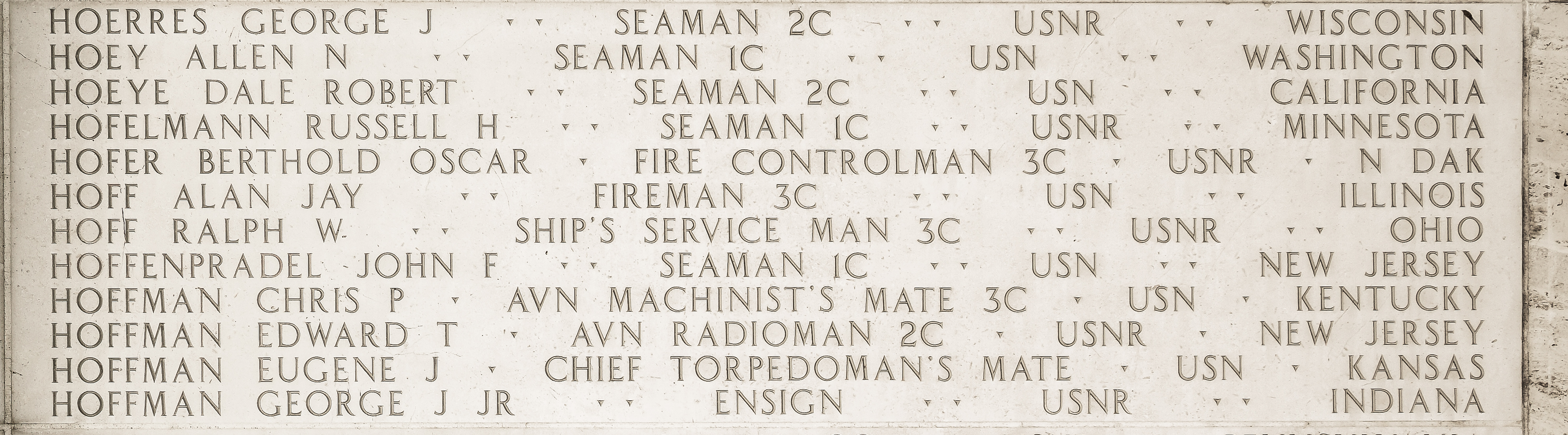 Edward T. Hoffman, Aviation Radioman Second Class